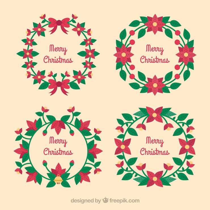 Vector gratuito pack de elegantes coronas navideñas