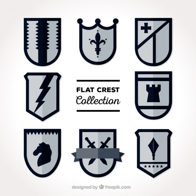 Pack de elegantes escudos planos 