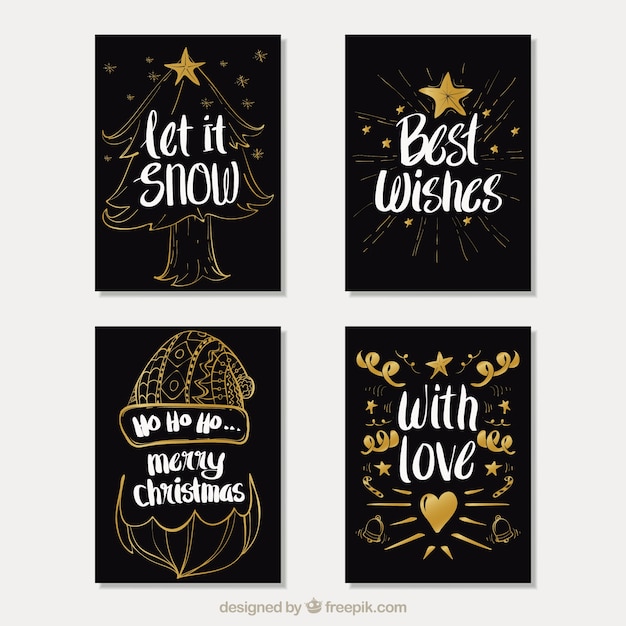 Pack de elegantes tarjetas navideñas con bocetos