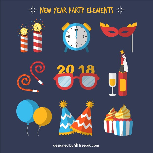 Pack de elementos de año nuevo 
