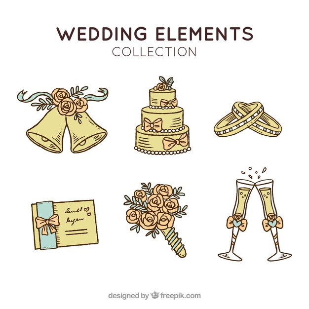 Pack de elementos de boda en estilo vintage