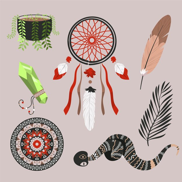 Pack de elementos boho dibujados a mano