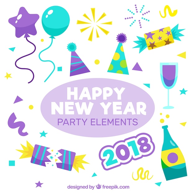 Vector gratuito pack de elementos de celebración de año nuevo