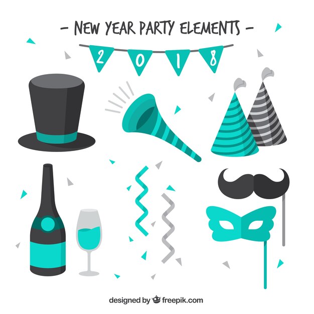 Pack de elementos de celebración de año nuevo