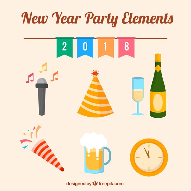 Pack de elementos de celebración de año nuevo