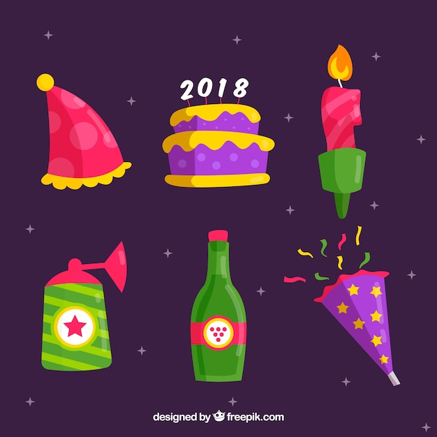 Pack de elementos de celebración de año nuevo