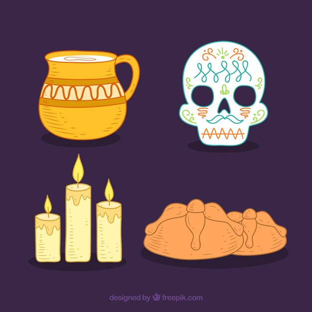 Pack de elementos de celebración de día de muertos
