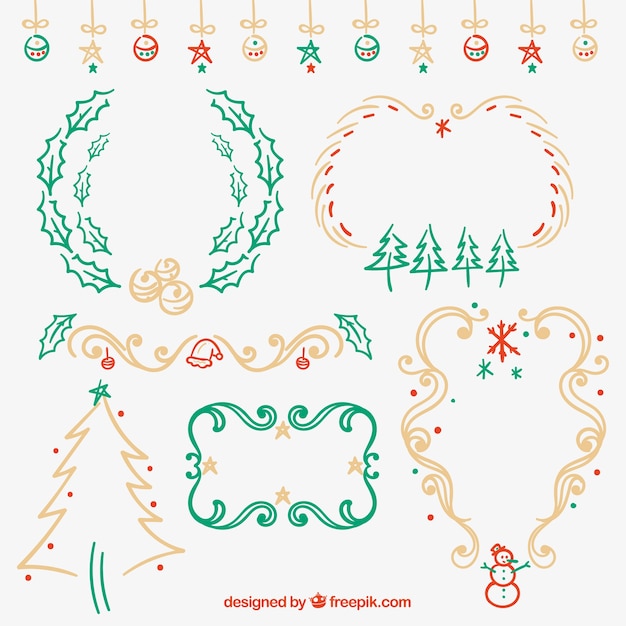 Vector gratuito pack de elementos decorativos navideños