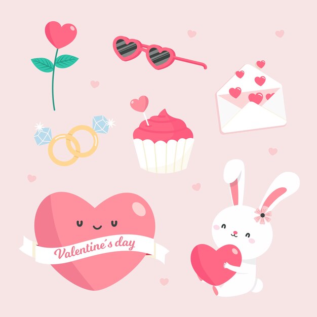 Pack de elementos del día de san valentín