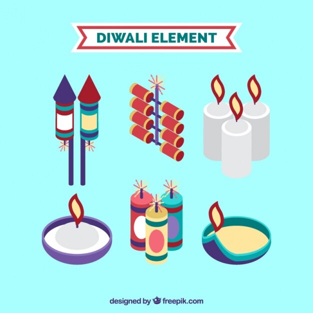 Pack de elementos diwali decorativos 