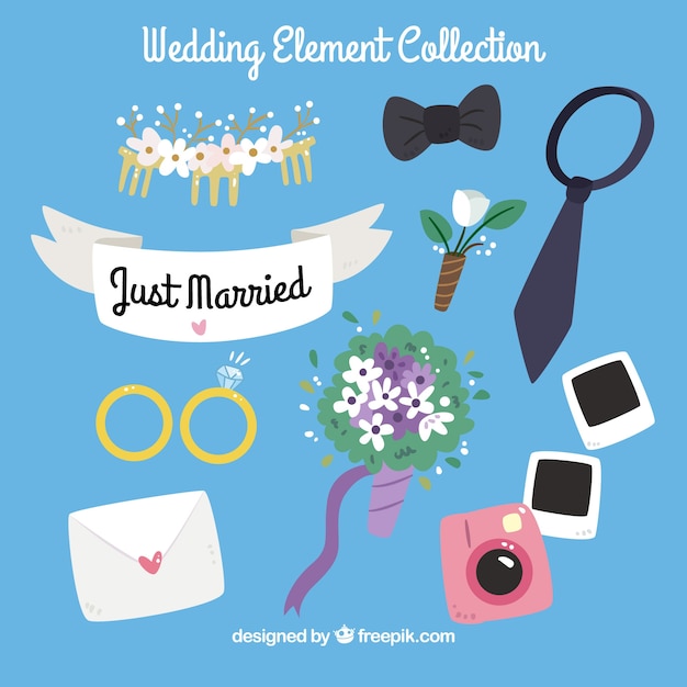 Vector gratuito pack de elementos elegantes de boda