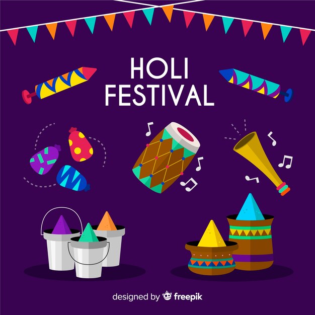 Pack elementos festival holi plano