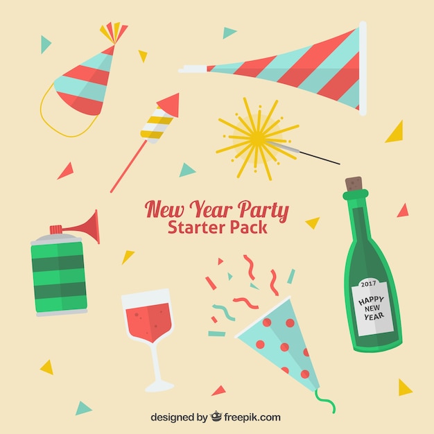 Pack de elementos de fiesta para el año nuevo