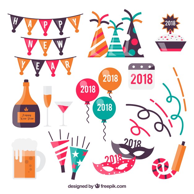 Pack de elementos de fiesta de año nuevo 