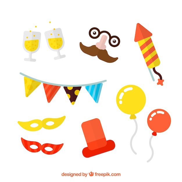 Pack de elementos de  fiesta de año nuevo