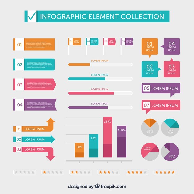 Pack con elementos geniales para infografías