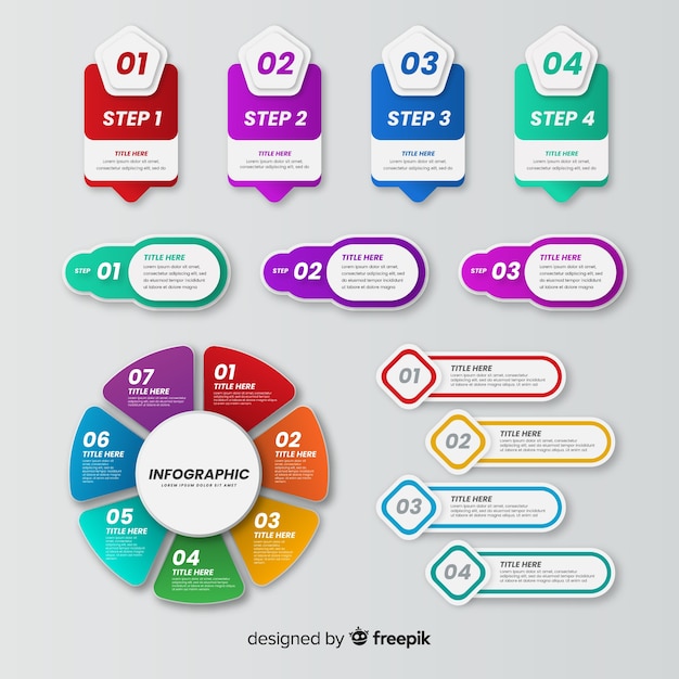 Pack de elementos de infografía coloridos