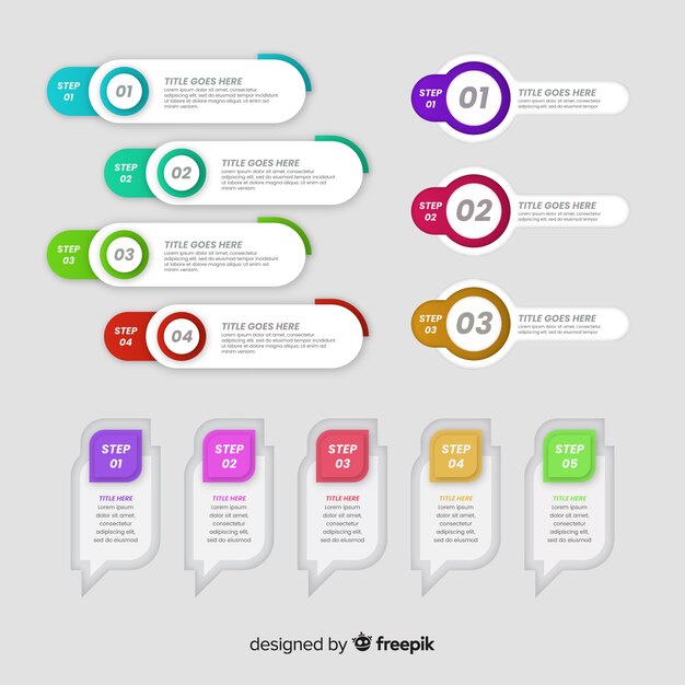 Pack de elementos de infografía coloridos