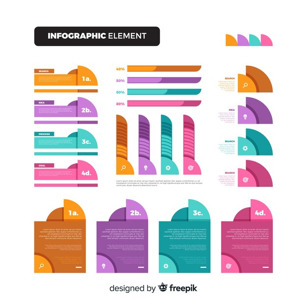 Pack de elementos de infografía coloridos