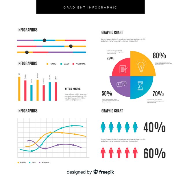 Pack de elementos de infografía coloridos