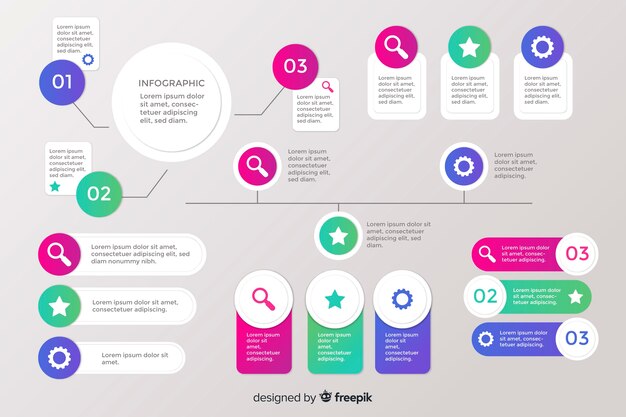Pack de elementos de infografía coloridos
