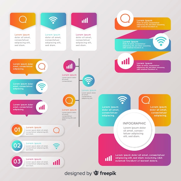 Pack de elementos de infografía coloridos