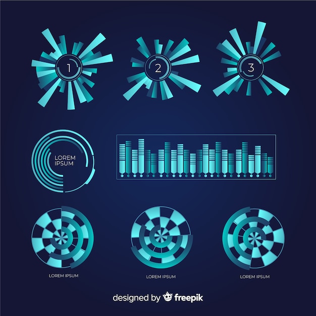 Pack de elementos infografía futurista