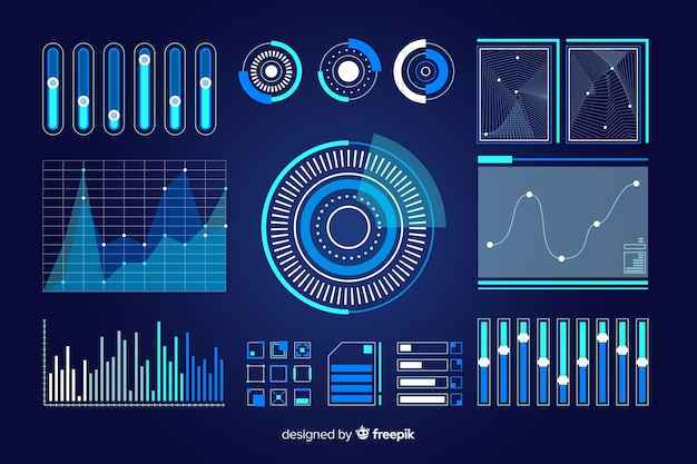 Vector gratuito pack de elementos de infografía futurista.