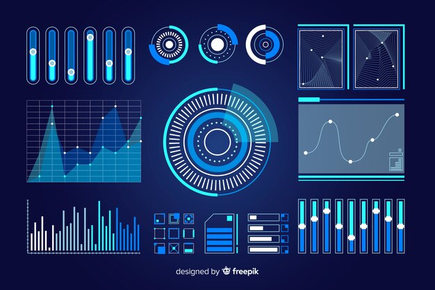 Pack de elementos de infografía futurista.