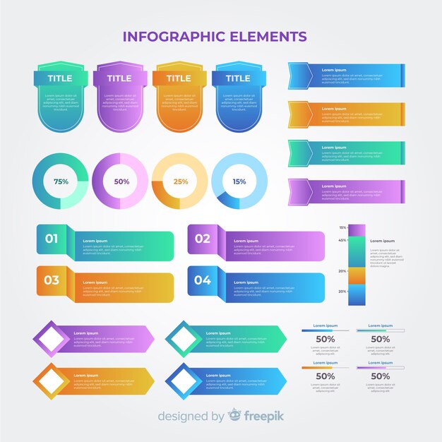 Pack elementos de infografía de negocios degradados