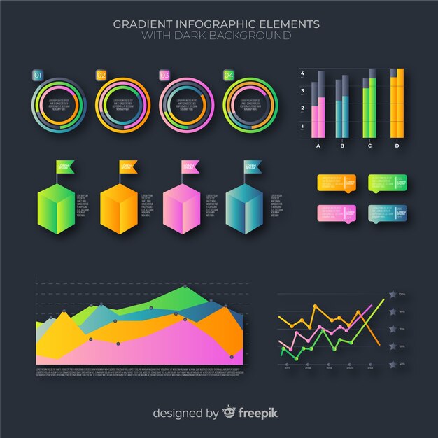 Pack elementos de infografía de negocios degradados