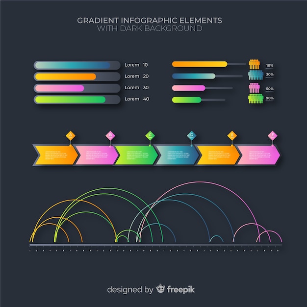 Pack elementos de infografía de negocios degradados