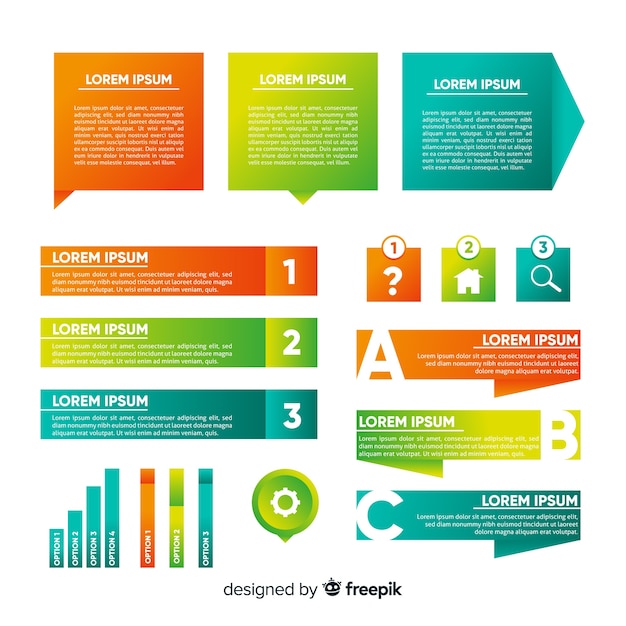 Pack elementos infografía planos