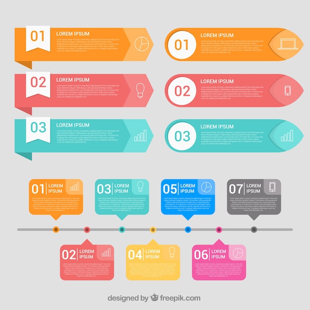 Pack de elementos infográficos de color