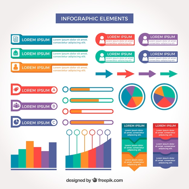 Vector gratuito pack de elementos infográficos de color