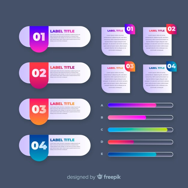 Pack de elementos infográficos coloridos