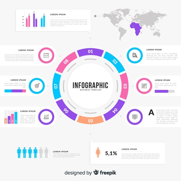 Pack de elementos infográficos coloridos
