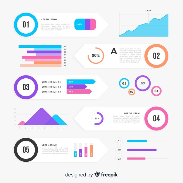 Pack de elementos infográficos coloridos