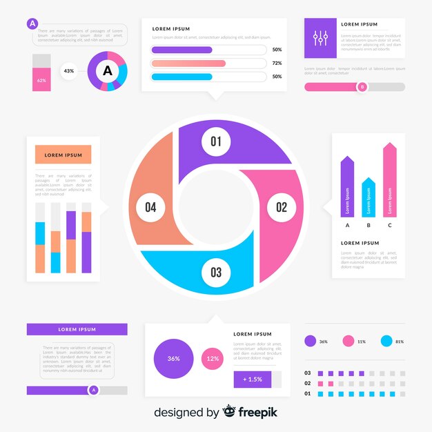 Pack de elementos infográficos coloridos