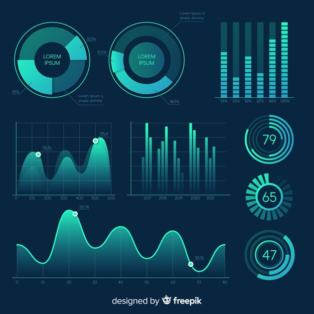 Pack de elementos infográficos degradados