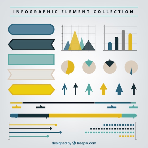 Vector gratuito pack de elementos infográficos con detalles amarillos