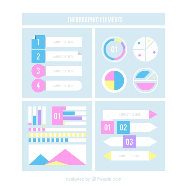 Pack de elementos infográficos en diseño plano 