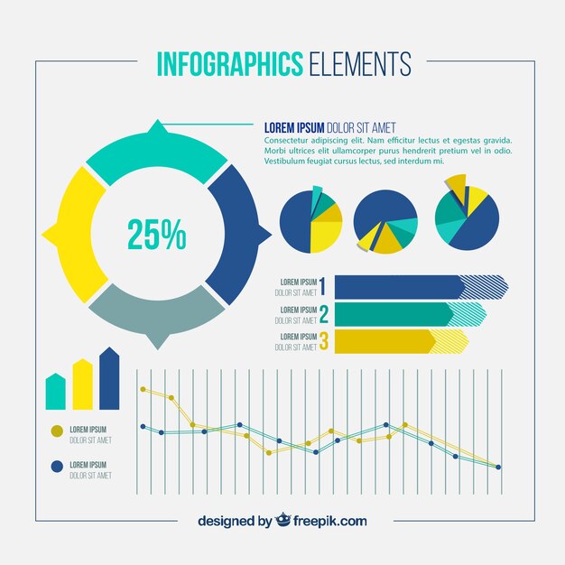 Pack de elementos infográficos con estadísticas