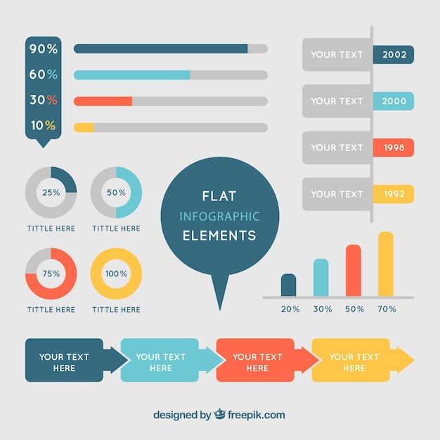 Pack de elementos infográficos planos 