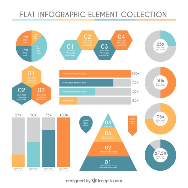 Pack de elementos infográficos planos