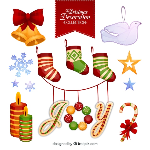 Pack de elementos de navidad decorativos 