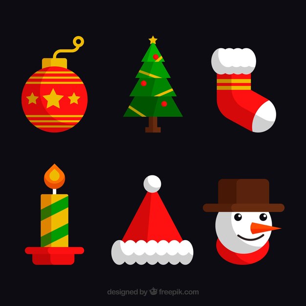 Pack de elementos de navidad decorativos