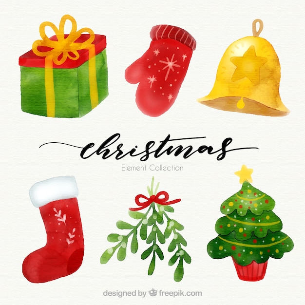 Vector gratuito pack de elementos de navidad decorativos