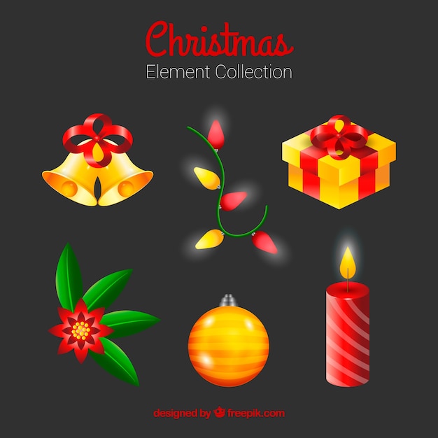 Vector gratuito pack de elementos de navidad decorativos