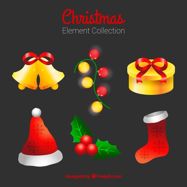 Pack de elementos de navidad decorativos
